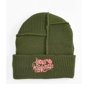 YOUR HIGHNESS Swerve Green and Pink Raw-Seam Beanie